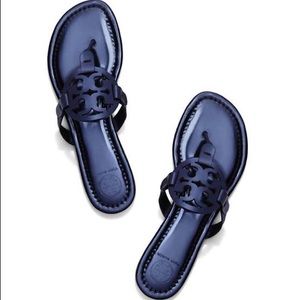 Tory Burch Miller Metallic Blue Sandals 6.5